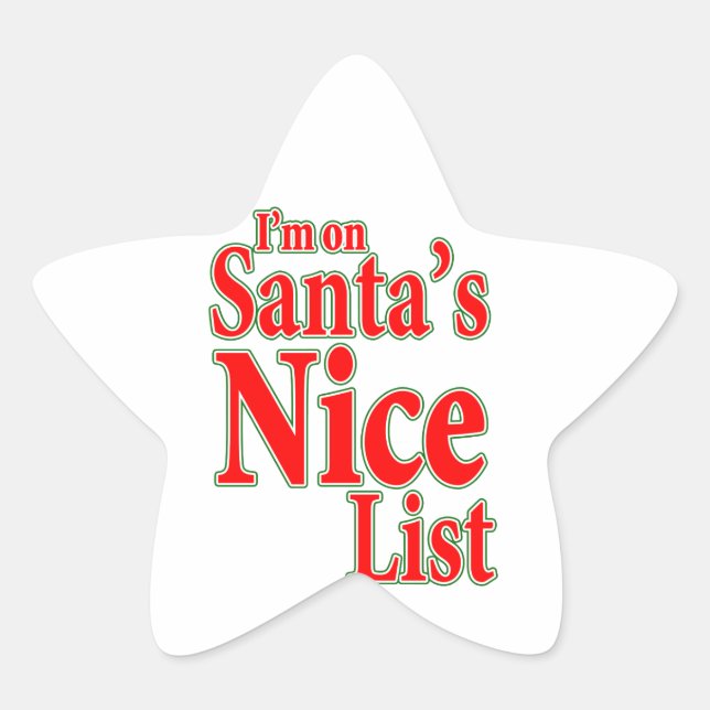Sticker Étoile Je suis sur Père Noël Nice List (Devant)