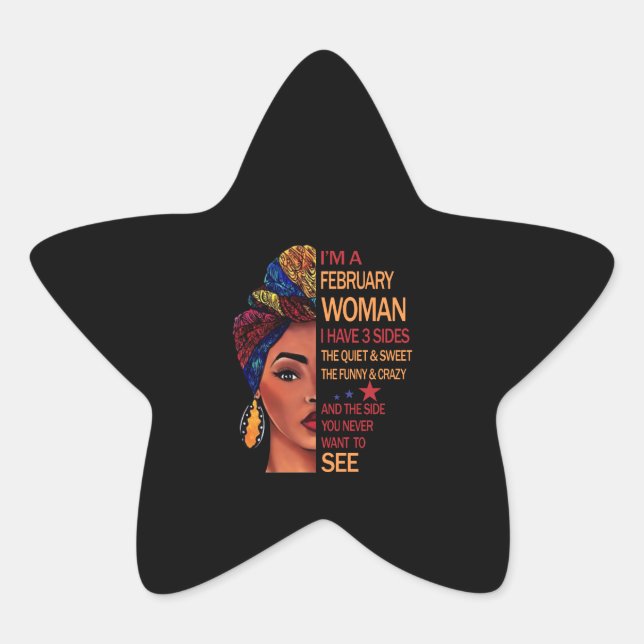 Sticker Étoile Je suis une femme de février (Devant)