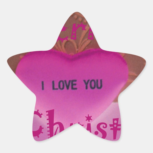 Sticker Étoile Je t'aime Joyeux Coeur de Noël (Devant)
