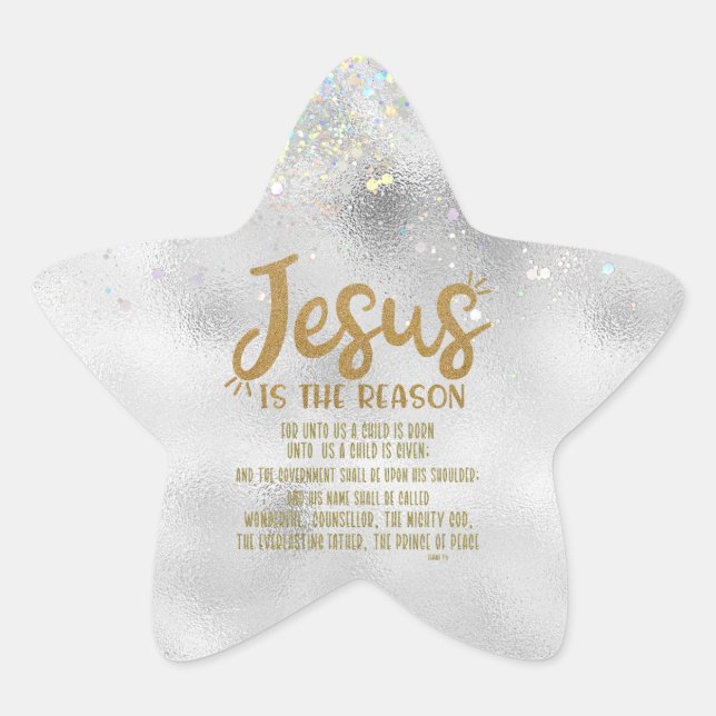 Sticker Étoile Jésus, Bible Verse Joyeux Noël (Devant)