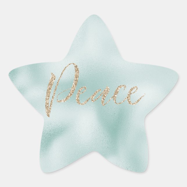 Sticker Étoile Joli Aqua Mint Parties scintillant Glitzy Stripes  (Devant)
