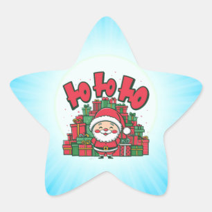 Sticker Étoile Jolly Cartoon Père Noël Noël-67748