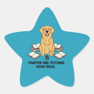 Sticker Étoile Journal adorable d'un chiot retriever doré étoile