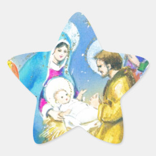 Sticker Étoile Joyeuse Noel, Carte de Noël Vintage