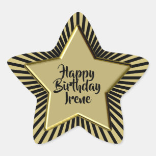 Sticker Étoile Joyeux anniversaire : Pour tous les âges Black/Gol