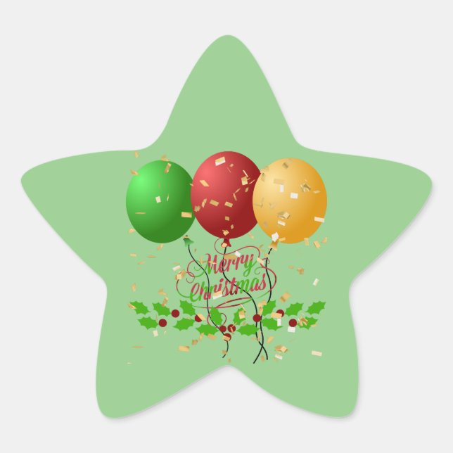 Sticker Étoile Joyeux Ballons de Noël (Devant)