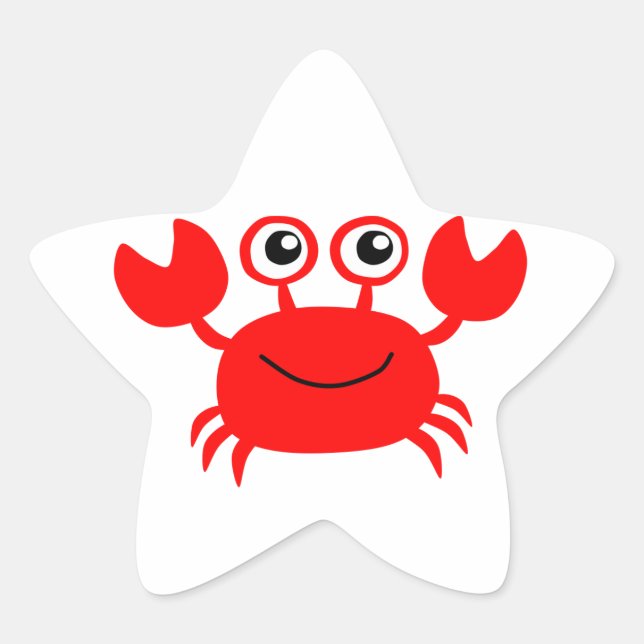 Sticker Étoile Joyeux crabe rouge caricature (Devant)