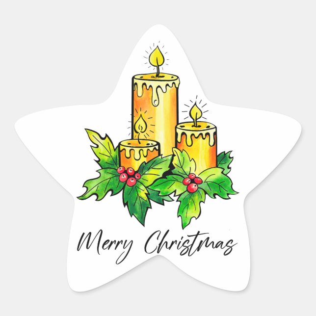 Sticker Étoile Joyeux Noël Joyeux Jaune Et Bonne Année (Devant)