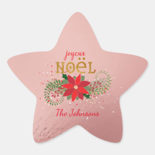 Sticker Étoile Joyeux Noël Joyeux Noel Star Rose Français
