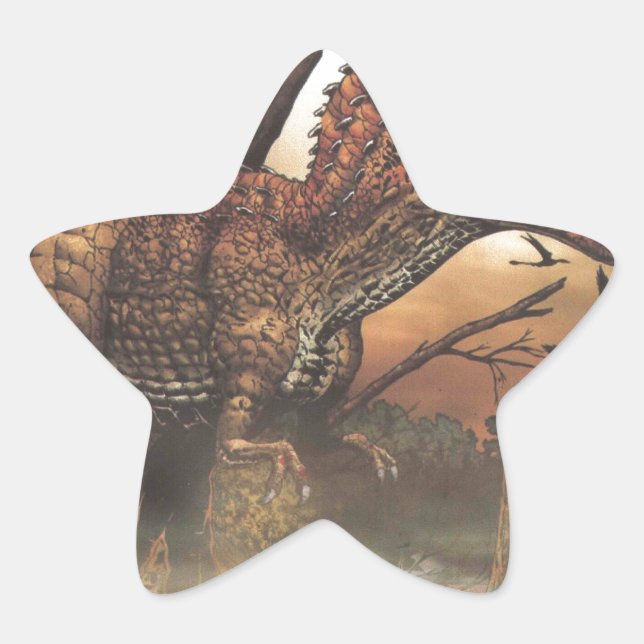 Sticker Étoile Jurassic Journey : Dinosaure dans son habitat natu (Devant)