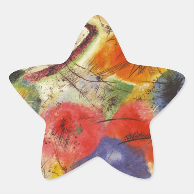 Sticker Étoile Kandinsky Noir frappe la peinture Abstraite (Devant)