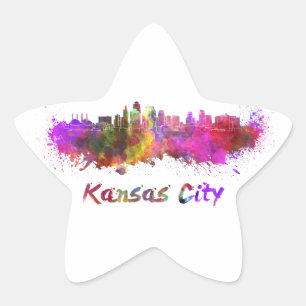 Sticker Étoile Kansas Ville skyline in watercolor