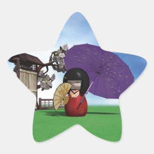 Sticker Étoile Kokeshi Doll