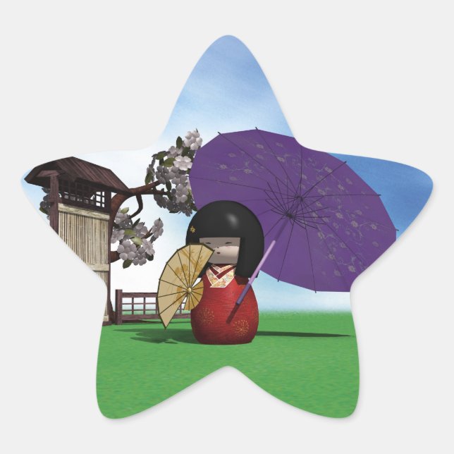 Sticker Étoile Kokeshi Doll (Devant)