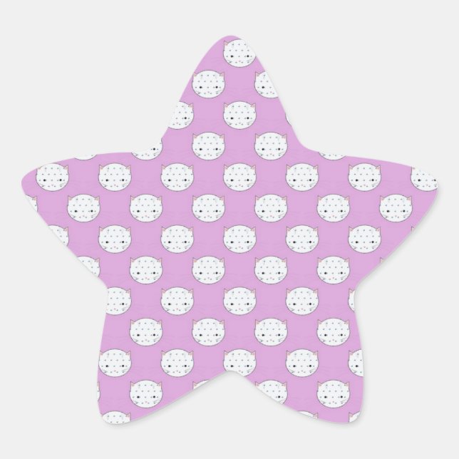 Sticker Étoile Lavande et White Kitty face Motifs Pois (Devant)