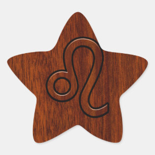 Sticker Étoile Leo Zodiac Connexion style bois acajou Brown