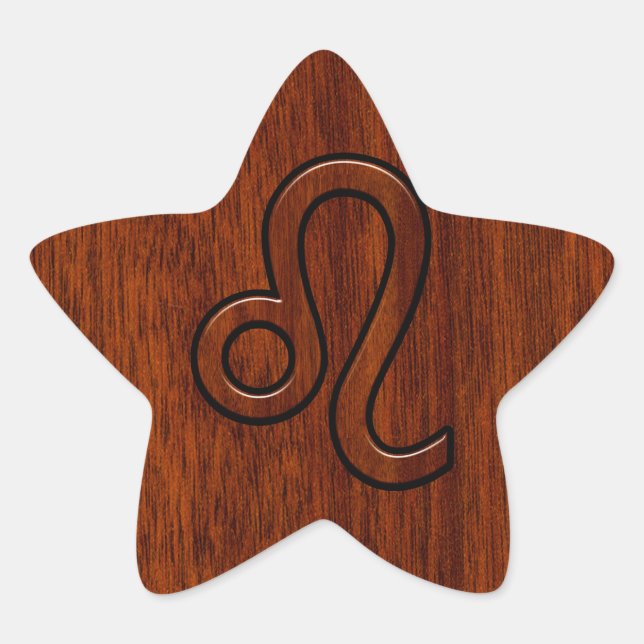 Sticker Étoile Leo Zodiac Connexion style bois acajou Brown (Devant)
