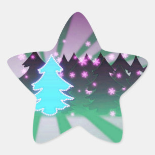 Sticker Étoile Les arbres de Noël dans les tons verts