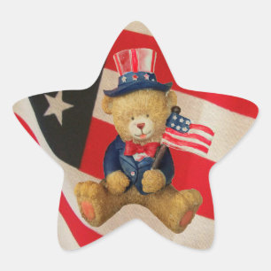 Sticker Étoile Les Etats-Unis marquent l'ours de nounours