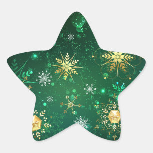 Sticker Étoile Les flocons dorés de Noël sur l'Arrière - plan ver