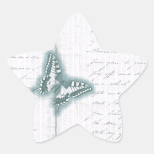 Sticker Étoile Lettre papillon vintage
