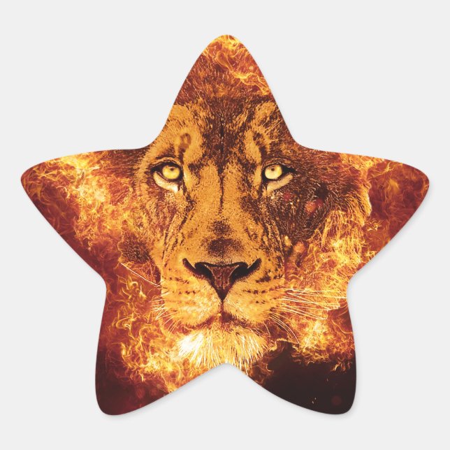 Sticker Étoile Lion en feu (Devant)