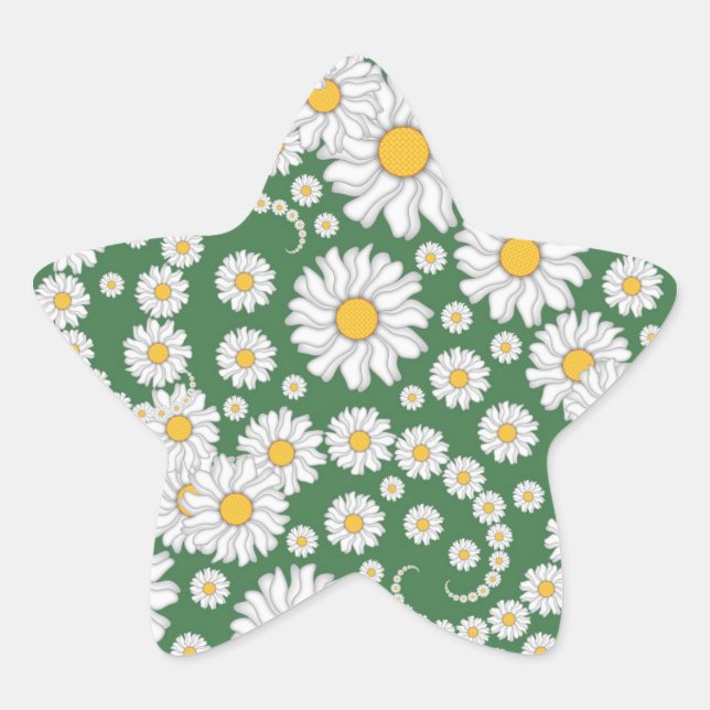 Sticker Étoile Marguerites blanches sur Arrière - plan vert (Devant)