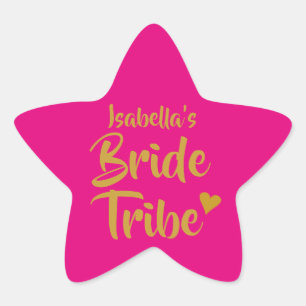 Sticker Étoile Mariée Personnalisée Tribu Cœur en Or