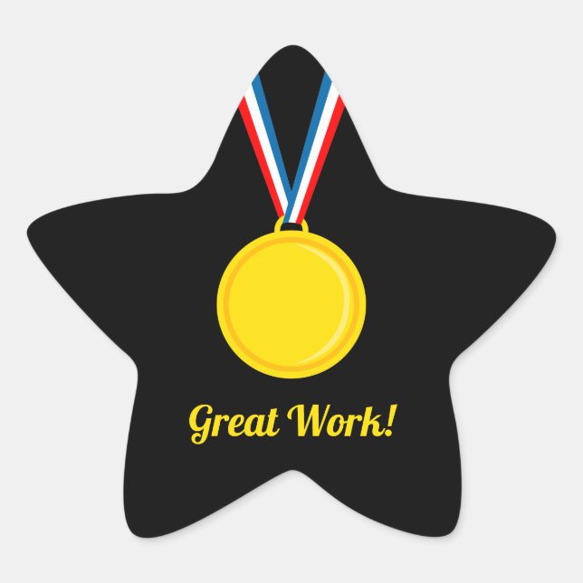 Sticker Étoile Médaille d'or du grand travail Prix de l'école rou (Devant)