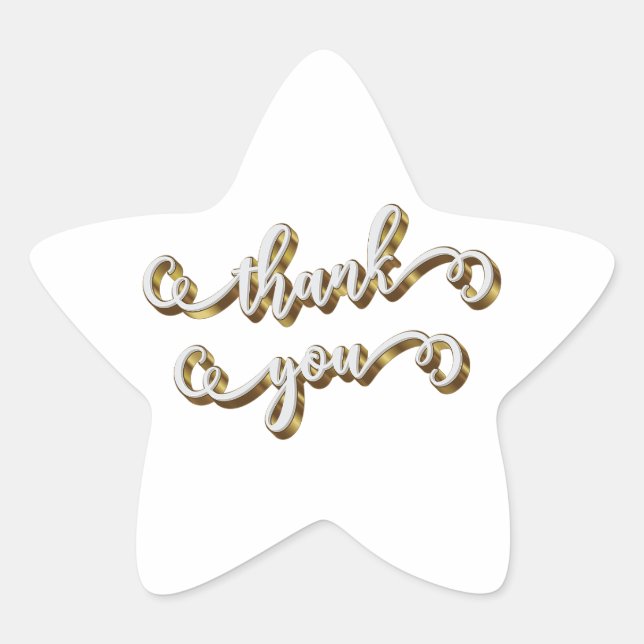 Sticker Étoile Merci de typographie or moderne (Devant)