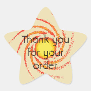 Sticker Étoile Merci pour votre commande Swirled Orange Yellow Su