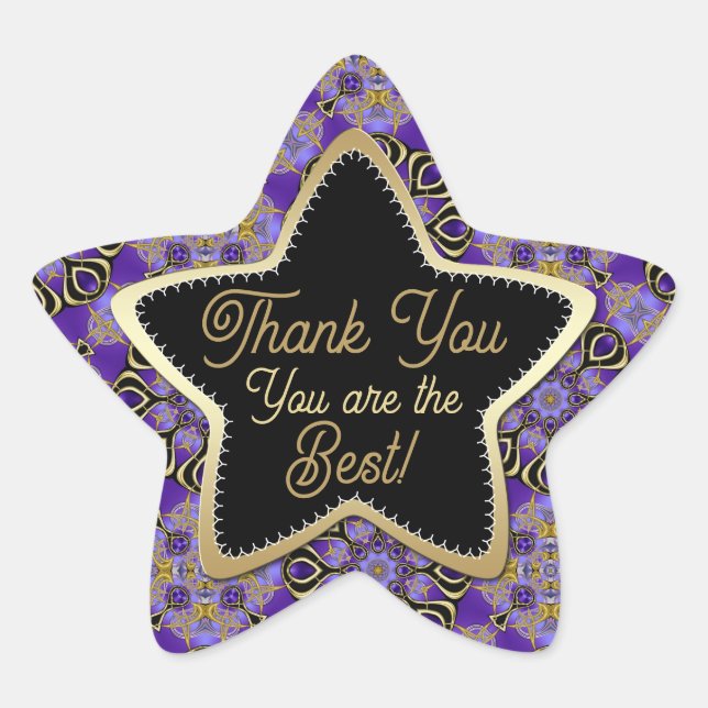 Sticker Étoile Merci Star Purple +Gold Vous êtes le meilleur (Devant)