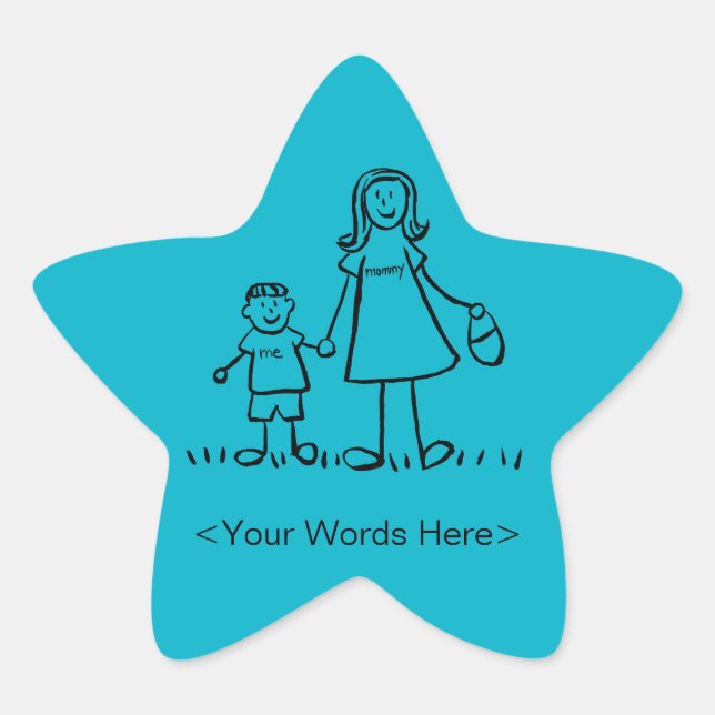 Sticker Étoile Mère et Fils Caractère de famille Personnalisé Mèr (Devant)
