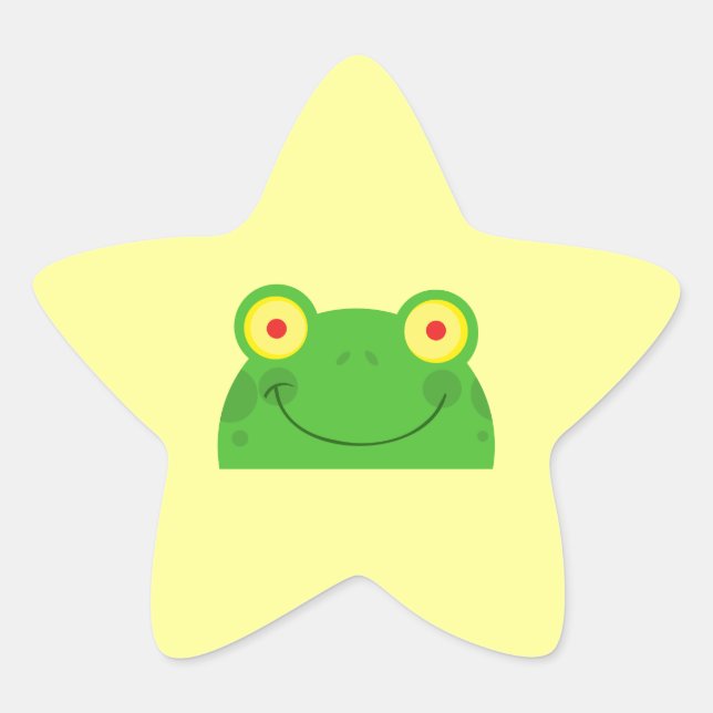 Sticker Étoile mignon dessin animé grenouille visage froggy (Devant)
