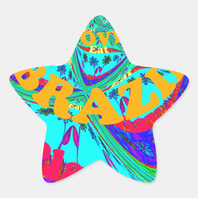 Sticker Étoile Modèle floral dynamique : Hommage brésilien Manger (Devant)