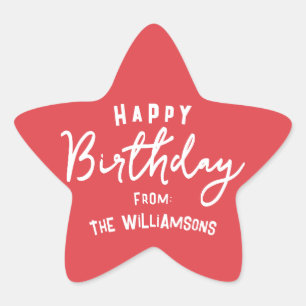 Sticker Étoile Moderne simple Preppy Happy Anniversaire Salutatio
