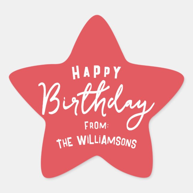 Sticker Étoile Moderne simple Preppy Happy Anniversaire Salutatio (Devant)