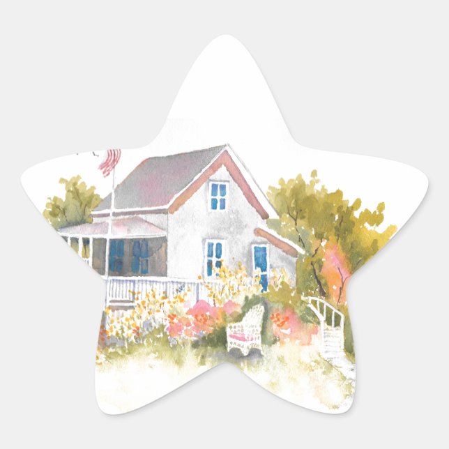 Sticker Étoile Monhegan Cottage J Kilburn (Devant)