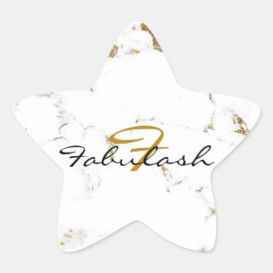 Sticker Étoile Monogramme Marbre blanc Gold Parties scintillant N