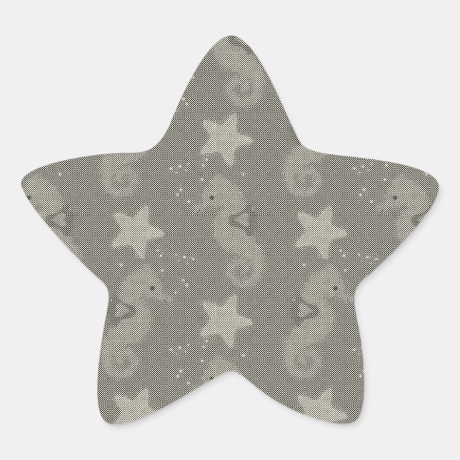 Sticker Étoile Motif Antique Seahorse Et Starfish (Devant)
