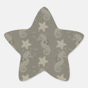 Sticker Étoile Motif Antique Seahorse Et Starfish