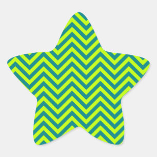 Sticker Étoile Motif Chevron turquoise et Lime Green