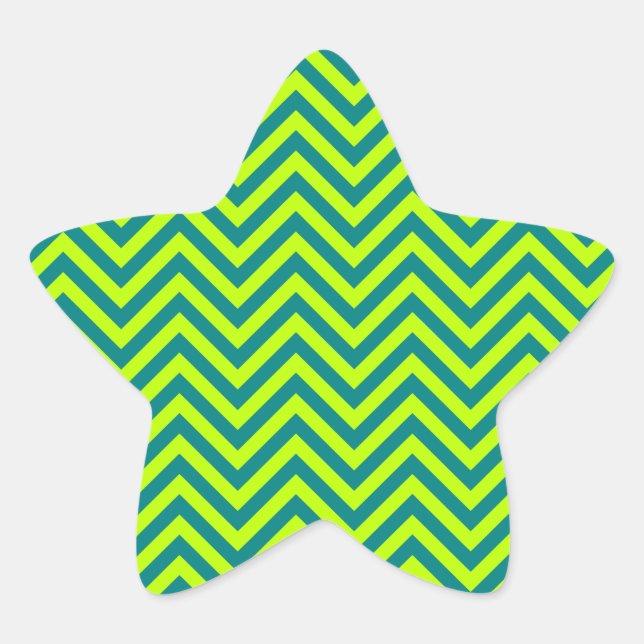 Sticker Étoile Motif Chevron turquoise et Lime Green (Devant)