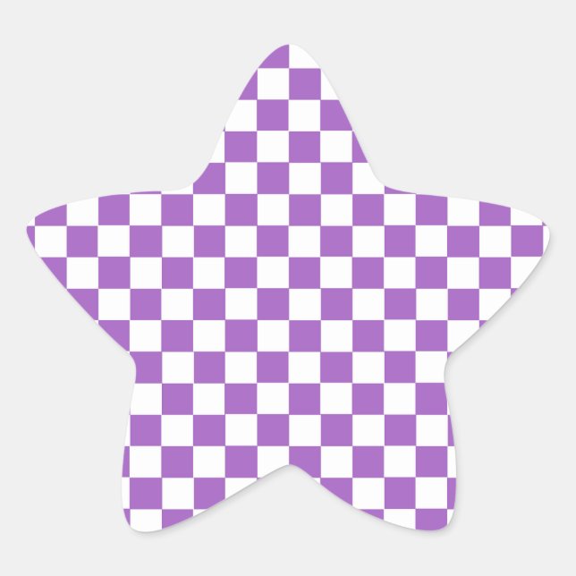 Sticker Étoile Motif classique violet et blanc À damiers (Devant)