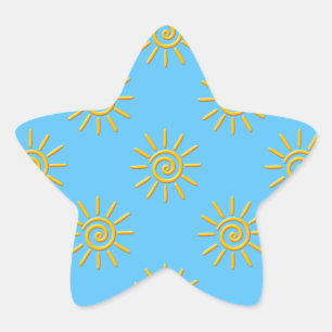 Sticker Étoile motif de dessin 3D Jaune Sun