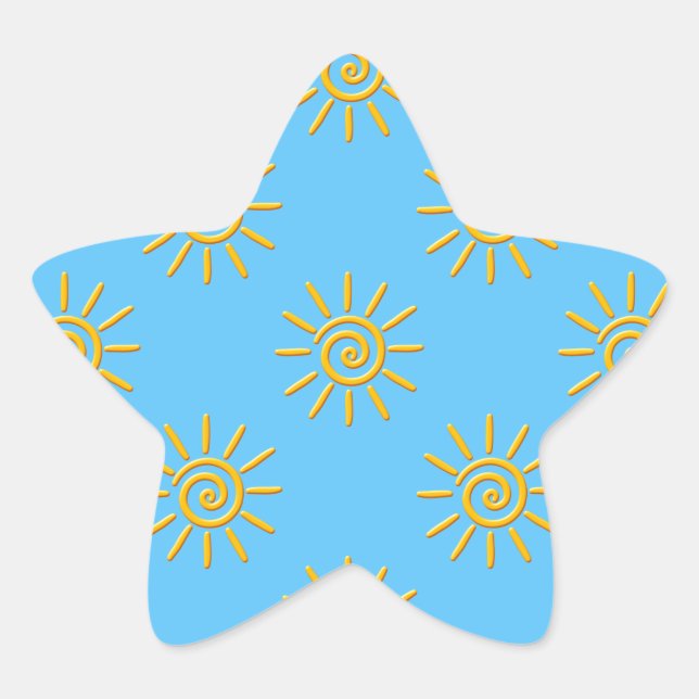Sticker Étoile motif de dessin 3D Jaune Sun (Devant)