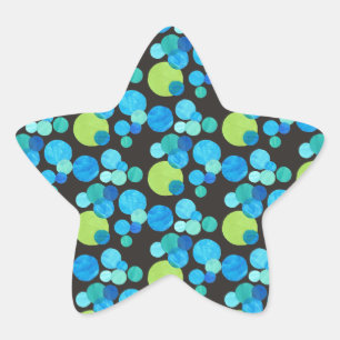 Sticker Étoile Motif de lunes bleues Abstraites sur noir
