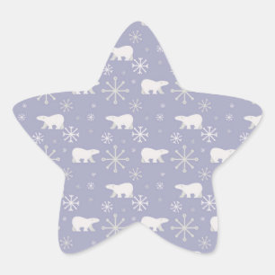 Sticker Étoile Motif de Noël avec ours polaires et flocons de nei