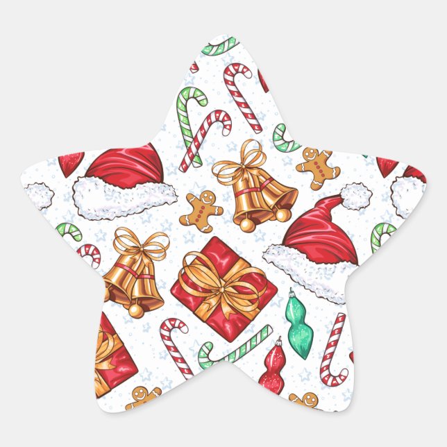 Sticker Étoile Motif de Noël du dessin animé (Devant)