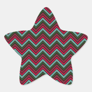 Sticker Étoile Motif de zigzag de chevron coloré